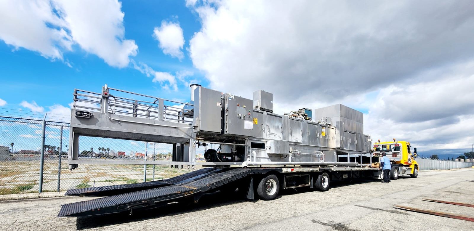 GE TM2500 aeroderivative gas turbine being transported on a trailer